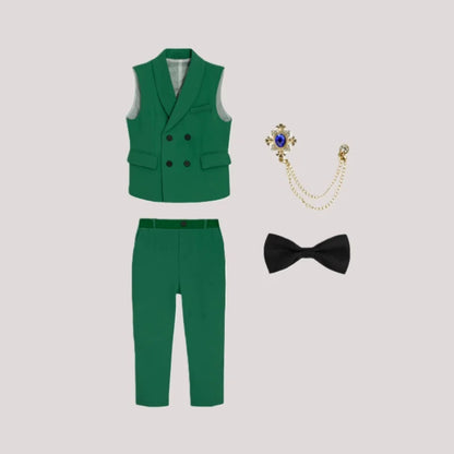 Kids Vest Pants Party Photograph Set Children Formal Wedding Suit Teenager Boys Birthday Tuxedo Party Dress Child Dance Costume