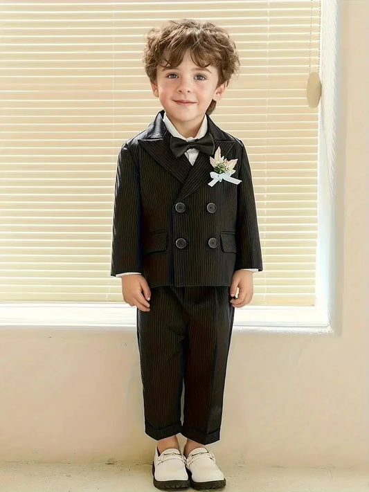 1-11 Years Boys Spring 4Pieces /Set Jacket Vest Pants Bowtie Wedding Suit Gentle Kids Birthday Dress Children Piano Host Costume