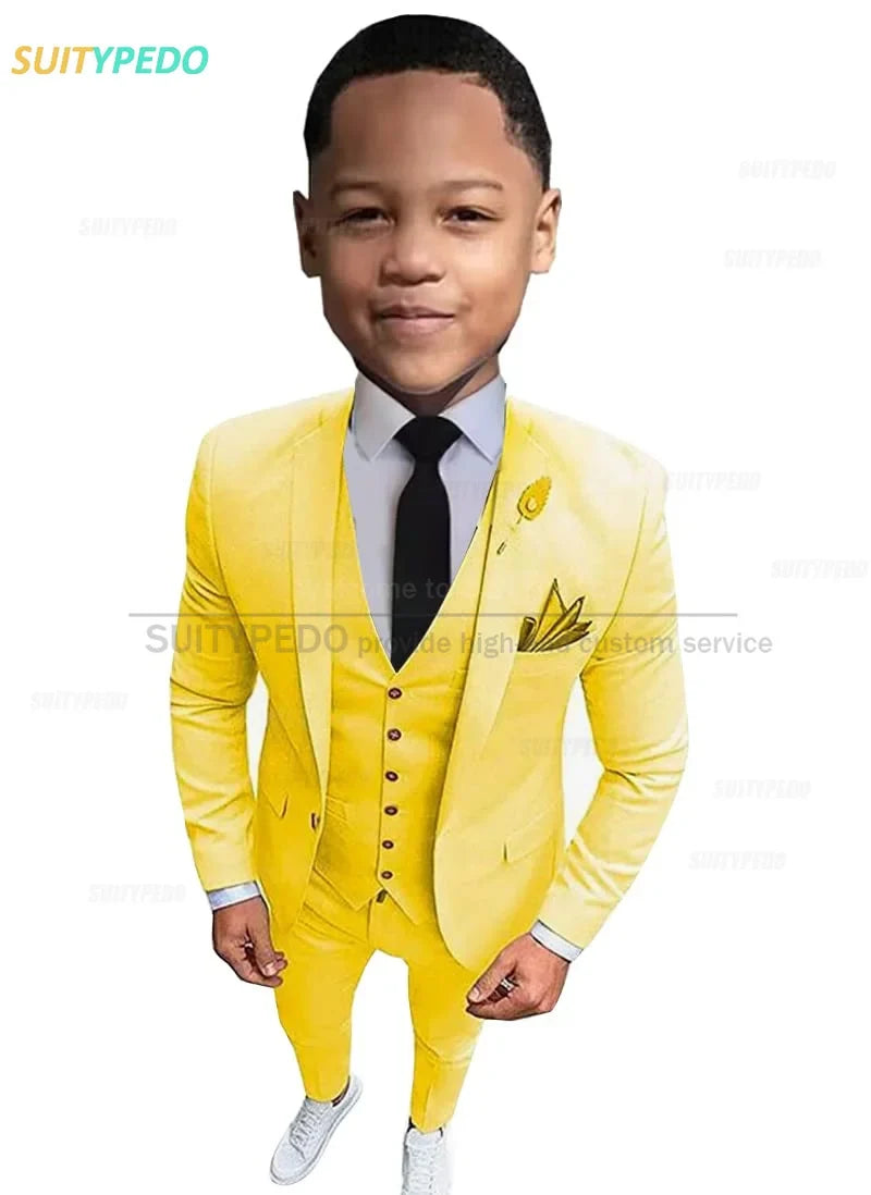 New Fashion Boys Suits Children Birthday Formal Outfit Blazer Vest Pants 3 Pieces School Activity Chorus Performance Costume