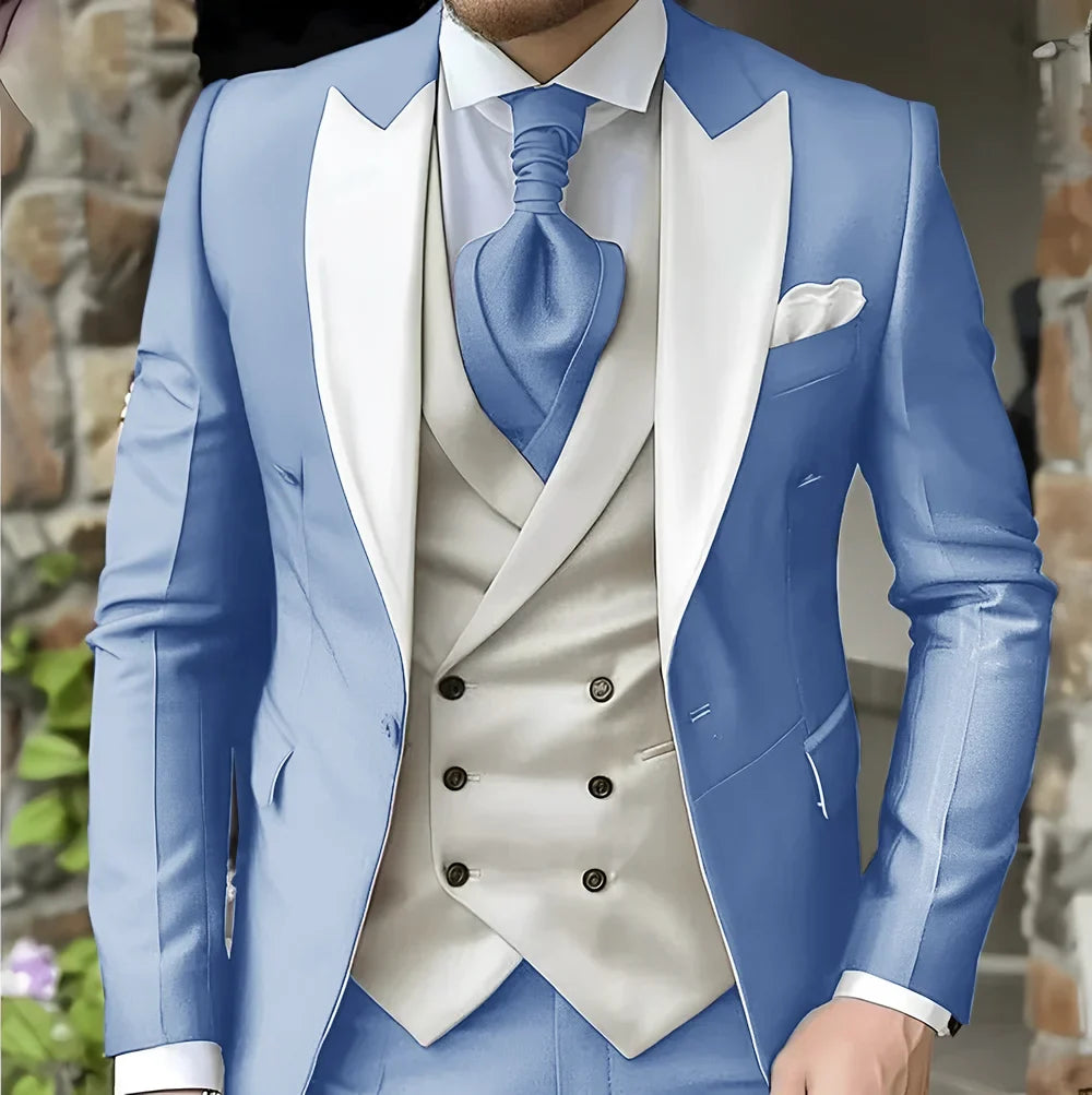 Costume de mariage pour homme à revers pointu de haute qualité coupe slim Vestes Col pointu croisé Carnavals hommes Le dernier