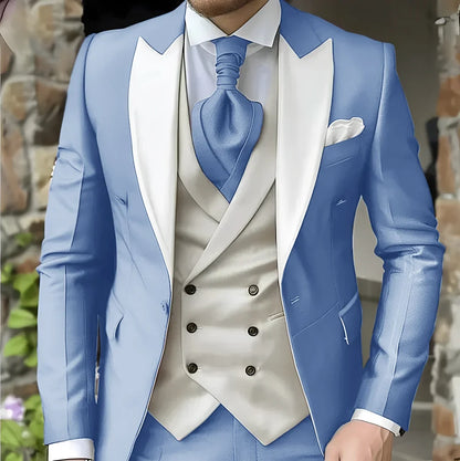 Costume de mariage pour homme à revers pointu de haute qualité coupe slim Vestes Col pointu croisé Carnavals hommes Le dernier