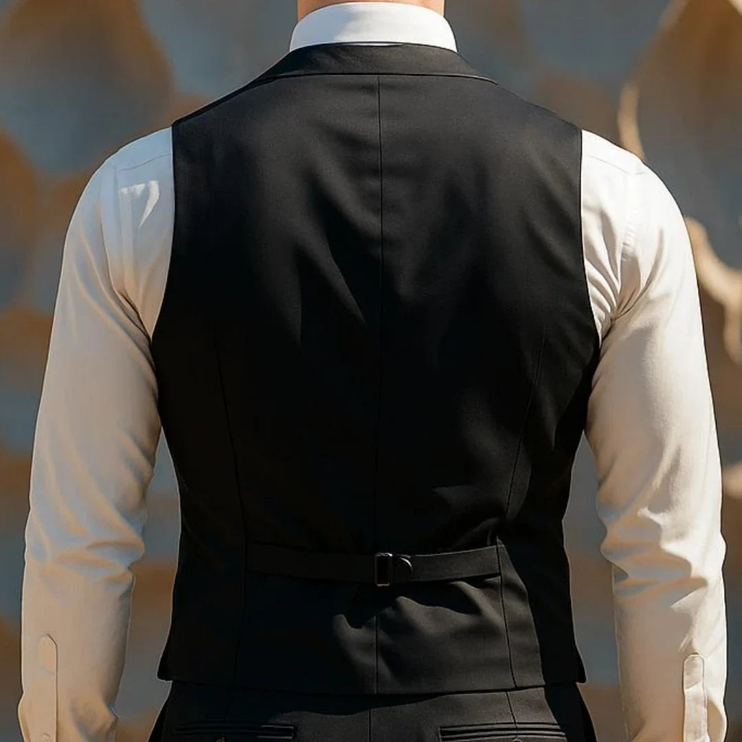 Men Vest Double Breasted with Lapel Formal Waistcoat for Wedding & Business