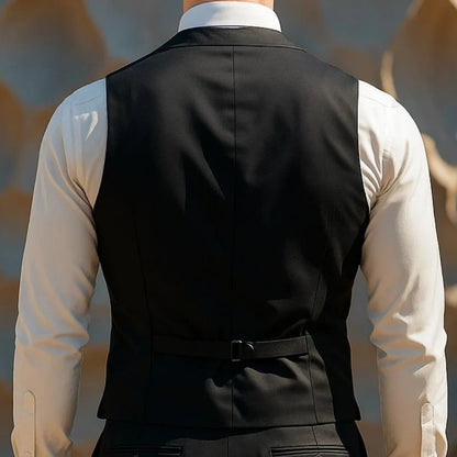 Men Vest Double Breasted with Lapel Formal Waistcoat for Wedding & Business