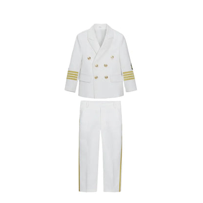 Boys Grils Pilot Uniform Suit Kids Formal Jakcet Pants Tuxedo Wedding Dress Children Birthday Photography Outfit Set