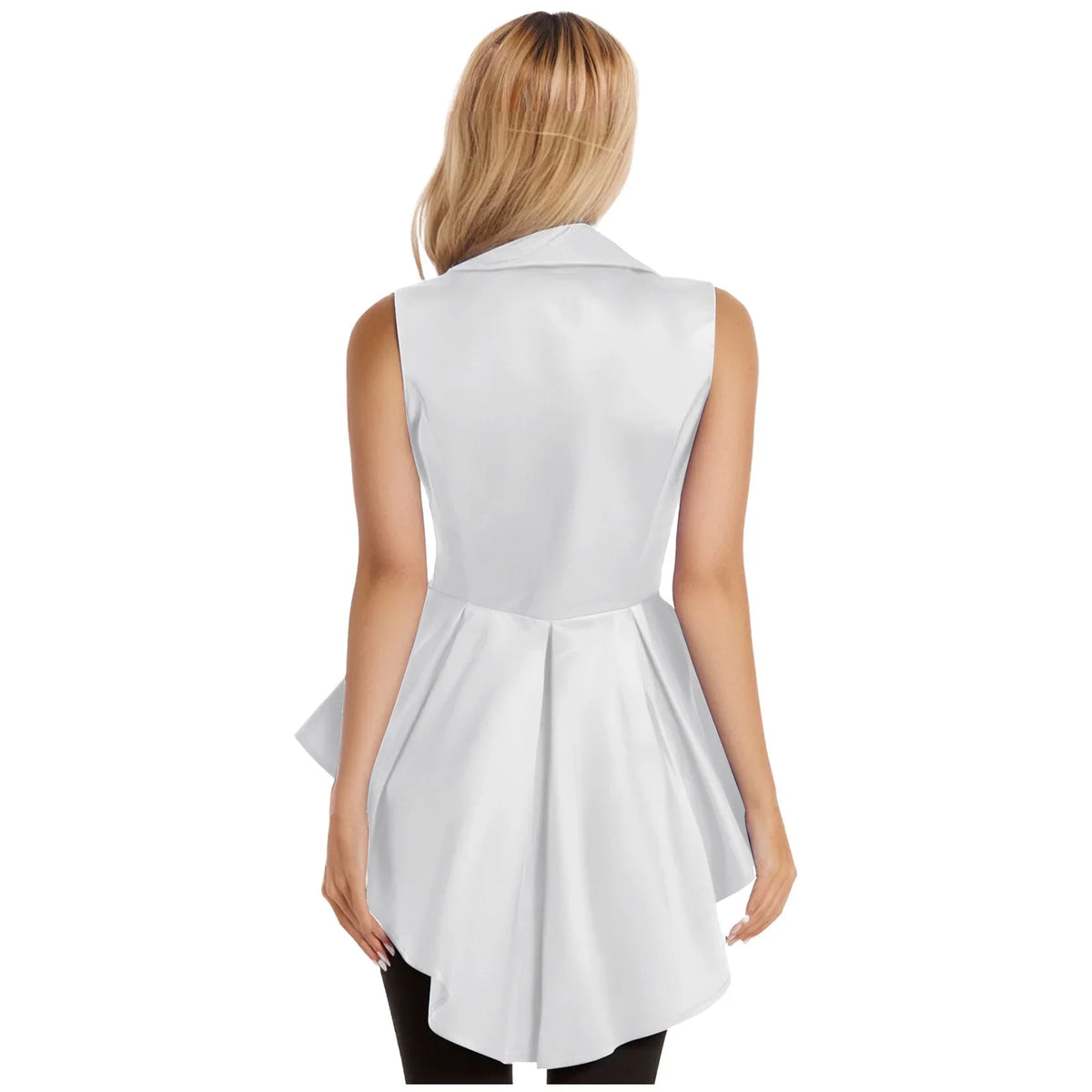 Women Sleeveless Vests Steampunk Victorian Costumes Waistcoat Jacket Top Turn-Down Collar Tuxedo Tank Top Cosplay Gothic Outfit