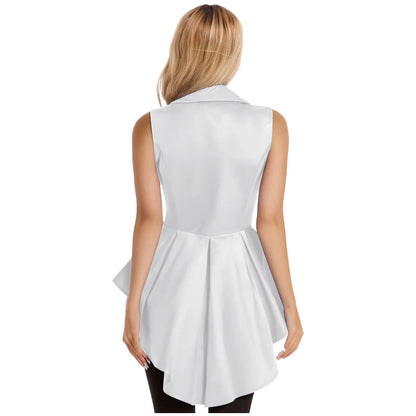 Women Sleeveless Vests Steampunk Victorian Costumes Waistcoat Jacket Top Turn-Down Collar Tuxedo Tank Top Cosplay Gothic Outfit