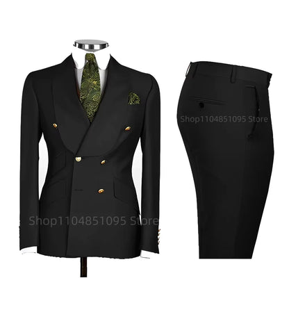 Solid Slim Fit 2 Piece Wedding Men's Tuxedos Formal Groom Suits with Shawl Lapel Blazer And Pants for Prom Party Best Man