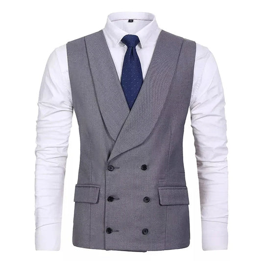 Men's Vest Double Breasted Slim Fit Formal Waistcoat for Wedding & Business