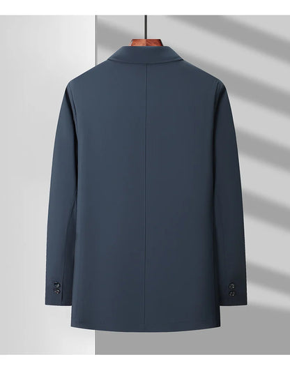 Men's 2025 Spring Fashion Handsome Trend Solid Color All-in-One Casual Business Jacket Loose Simple Lapel Top Coat