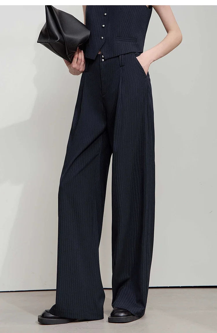 Pant for Woman 2025 Autumn New Versatile Ladies Clothing Commuter Style Striped Vest Casual Loose Sleeveless Women 12523089