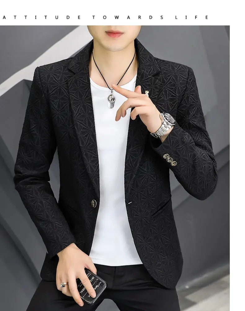 Men's Slim Fit Stand Collar Blazer | Smart Casual Single Breasted Jacket for Men | White, Black & Khaki