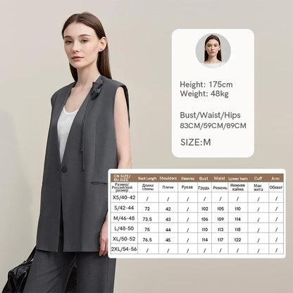 Women's Vest 2026 Autumn New Commuter V-Neck Padded Shoulders Vest Casual Sleeveless Women's Loose Mid-Length Top 12651034