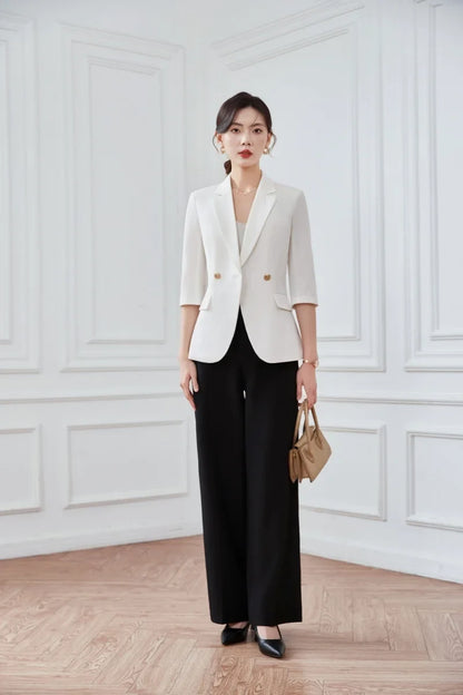 Mid-sleeved fashionable business women's clothing, high-quality two-piece suit jacket + pants, new spring 2026