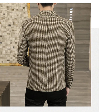 2026 Blazer Outdoor Men's Checked Fashion Business Trend Wedding Slimming Gentleman Casual Korean Travel High Formal Wear Blazer