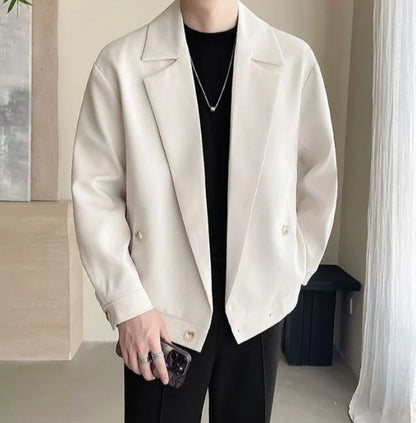 TikTok Trend Men's Autumn Designer Cropped Blazer High-End Casual Jacket Fashion Short Suit Outerwear