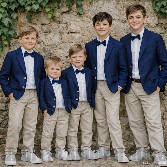 Fashion Boys Suit 2 Piece Set Single Breasted Kids Formal Wedding Ring Bearer Outfit Children Birthday Party Costume Clothes