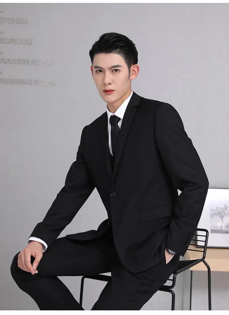 Men's Slim Fit Wedding Suit – 2 & 3 Piece Set in Gray, Navy & Black for Formal Occasions