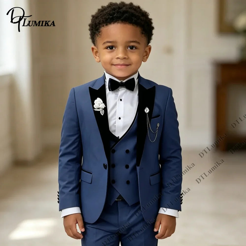 Boys Suit Set 3-Piece Formal Outfit for Kids Wedding Birthday Party Ages 3T–14T