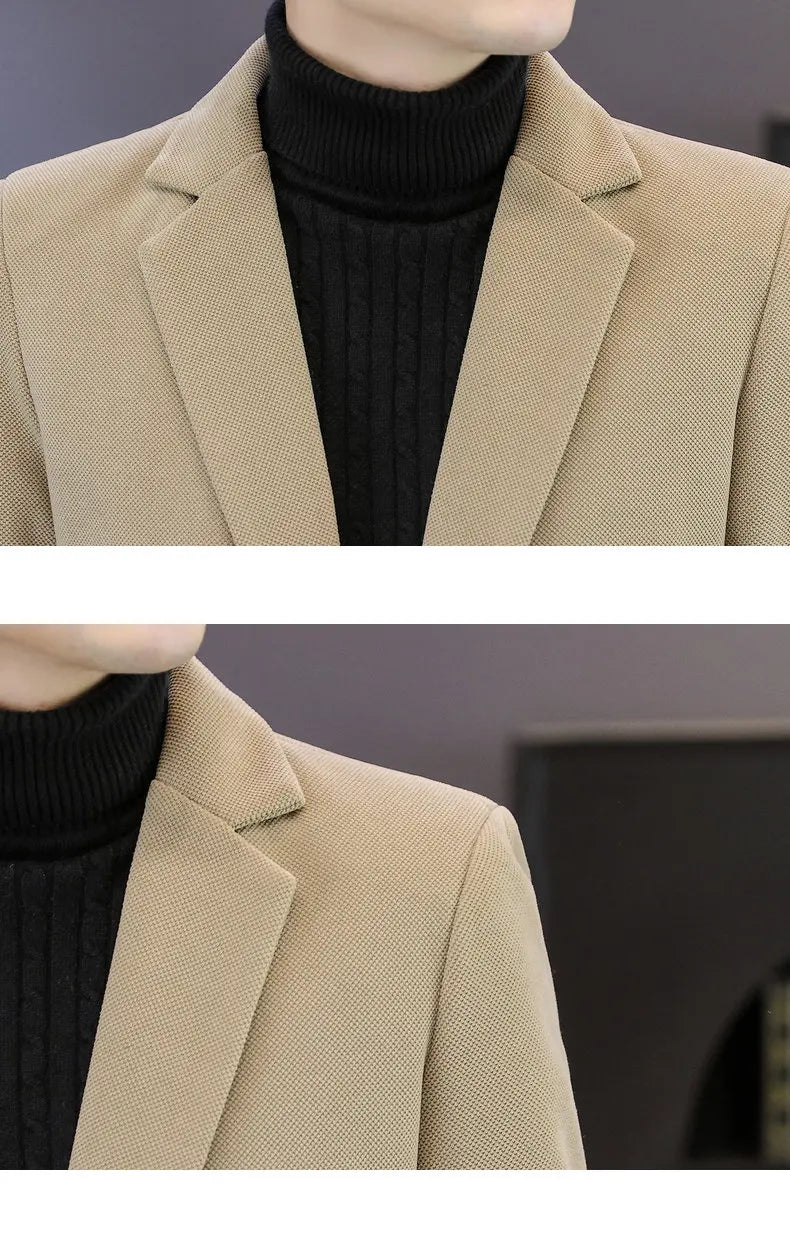 Blazer Men Fashionable Outdoor Wedding Versatile Slimming and Casual Korean Version Golden Mink Velvet Velvet and Cotton Blazer