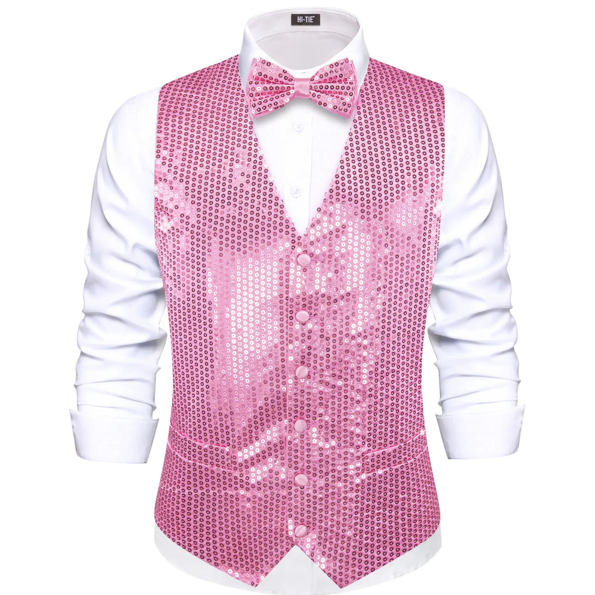 Men's Sequin Suit Vest with Bow Tie Set for Weddings and Formal Events