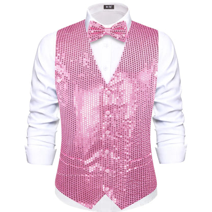 Men's Sequin Suit Vest with Bow Tie Set for Weddings and Formal Events