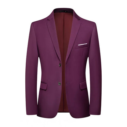 Blazer Fashion Men Business Casual Solid Color British Style Wedding Gentleman Slim Professional Formal Suit Blazer