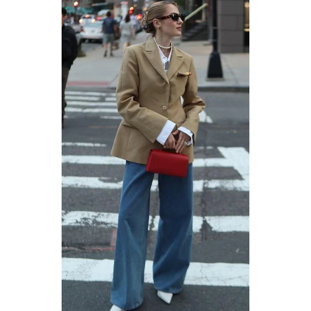 Modern Women’s Suit Casual Slim Fit Two Pieces(Blazer+Pants) Set Single Breasted Business Office Lady Streetwear Daily Outfit