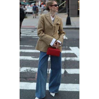 Modern Women’s Suit Casual Slim Fit Two Pieces(Blazer+Pants) Set Single Breasted Business Office Lady Streetwear Daily Outfit