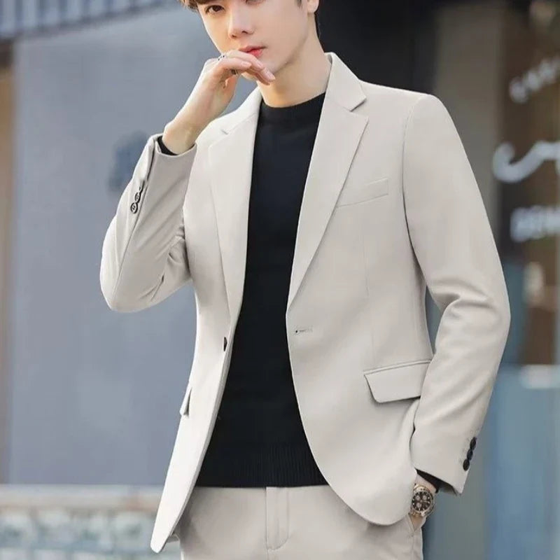 2026 Men's Korean Style Loose Retro Casual Blazer Spring Autumn Versatile Trendy Suit Jacket