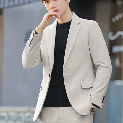 2026 Men's Korean Style Loose Retro Casual Blazer Spring Autumn Versatile Trendy Suit Jacket