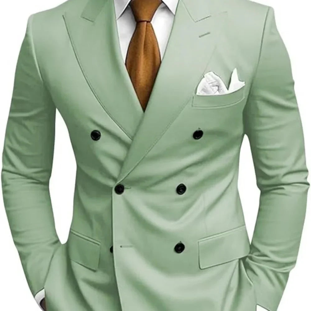 Wedding 2-Pieces Slim Fit Formal Business Notch Lapel Blazer Tuxedo Groomsmen Set with Jacket Pant Men's Suit