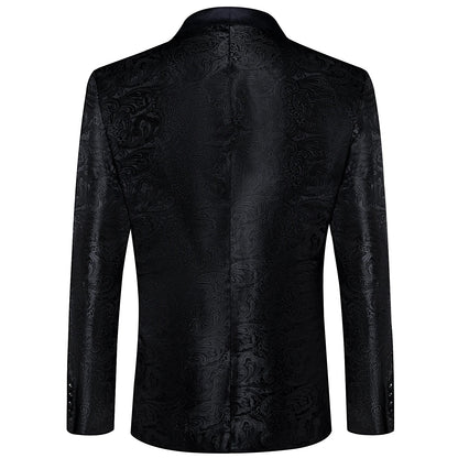 Men's Black Paisley Suits Blazer Jacket Fashion Business Banquet Wedding Party Dress Floral Red Suit Coat Men Clothing