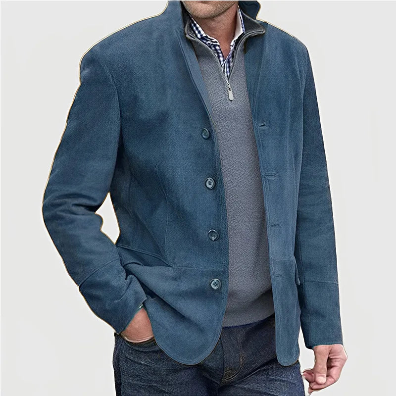 Fall Winter Men's Casual Lapel Coat Vintage Style Cross-Border Fashion Outerwear Straight Hemline Long Sleeve Adult Winter Coat