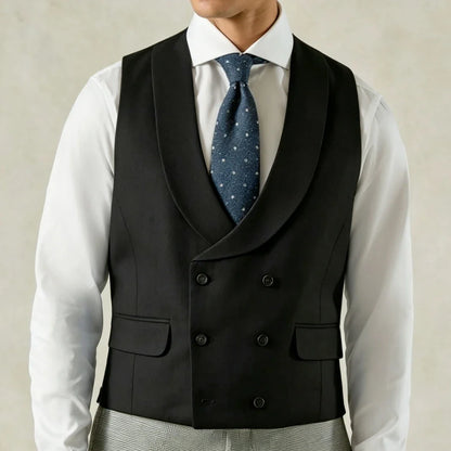 Men's Formal Vest Double-Breasted Lapel Waistcoat Pink Solid for Wedding & Business