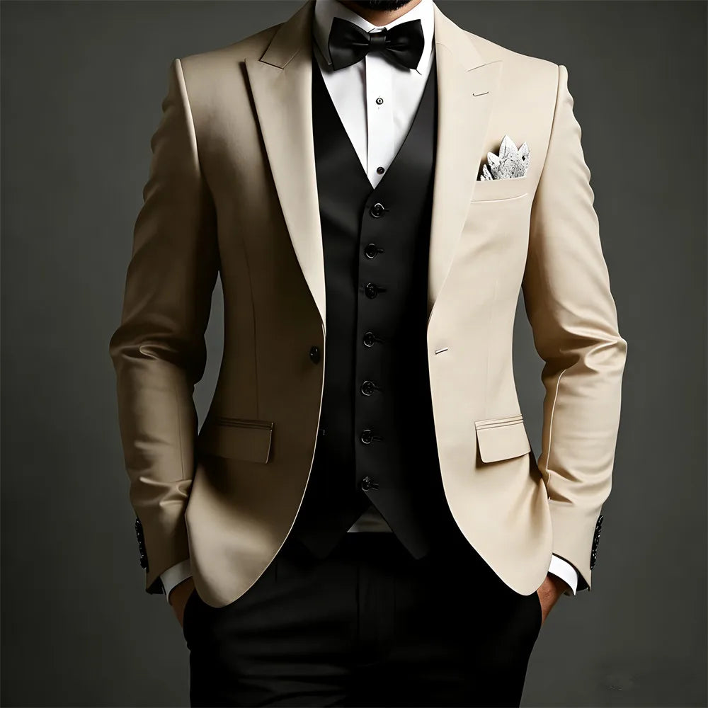 Men's 3-Piece Slim Fit Formal Suit for Weddings, Office & Events – Jacket, Vest & Pants