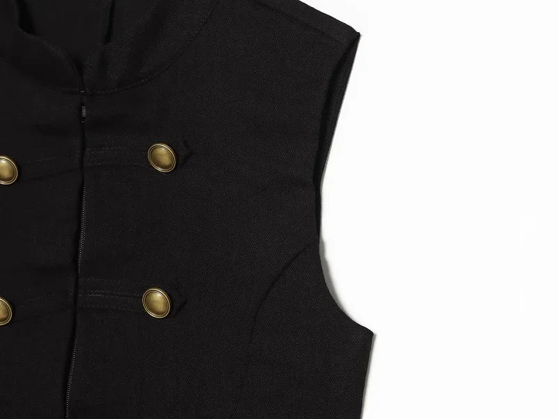 Button Up Vest Tops For Women Sleeveless Office Wear Khaki Crop Black Top Slim Fit Casual Waistcoat Top Zip Up Women’s Tops