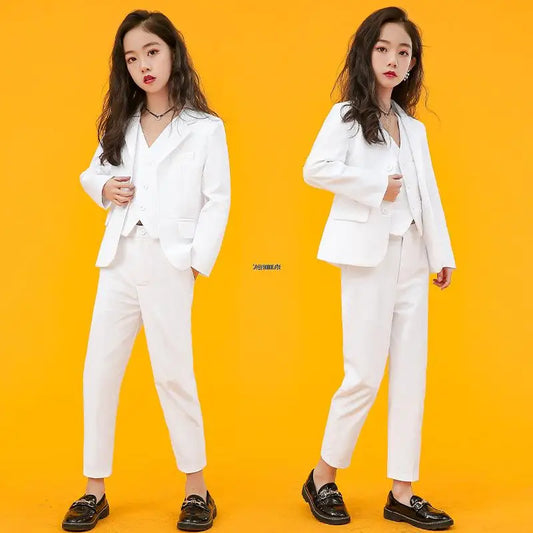 Boys Formal Suit Set – White Wedding & Performance Costume for Kids