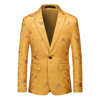 Men's Jacquard Slim Fit Blazer – Formal Wedding & Party Tuxedo Jacket