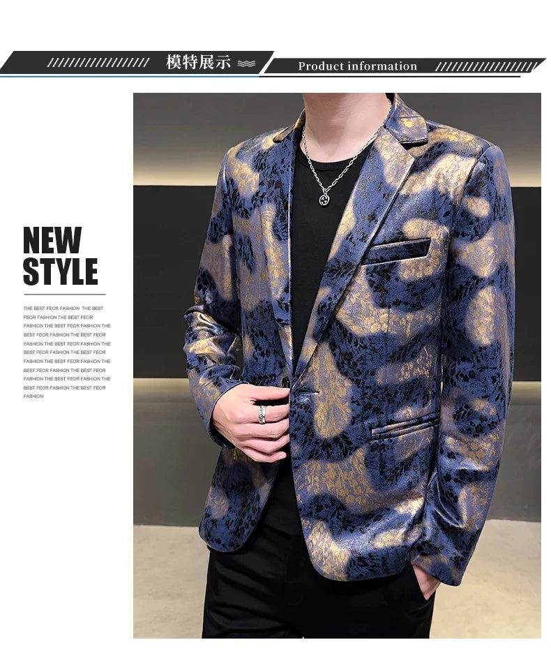 2026 Autumn Suede Men's Casual Suit Jacket Slim Fit Handsome High-quality Business Social Blazers Social Streetwear Dress Coat