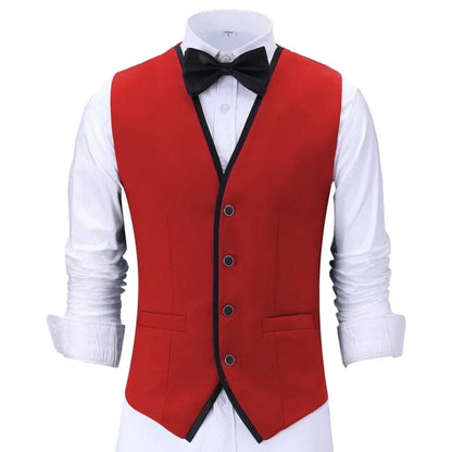 Men's Formal Vest Single Button Waistcoat for Weddings and Business