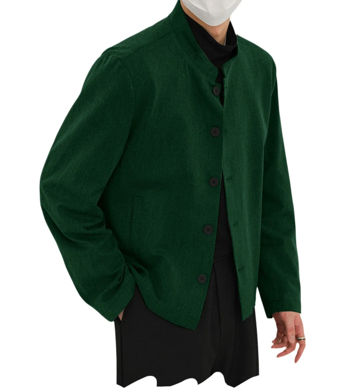 Men's Linen Blazer Stand Collar Slim Fit Suit Jacket Lightweight Breathable Soft Business Casual Daily Sport Coat for Spring