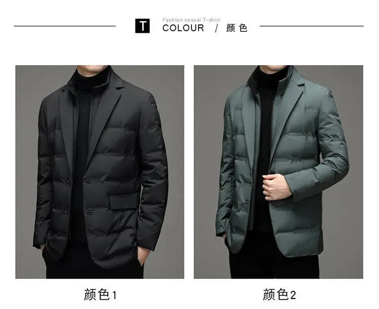 High Quality Men's Handsome down Jacket with Scarf Collar M-6XL Big Plus Size for Middle-Aged Dad Fashionable Outerwear