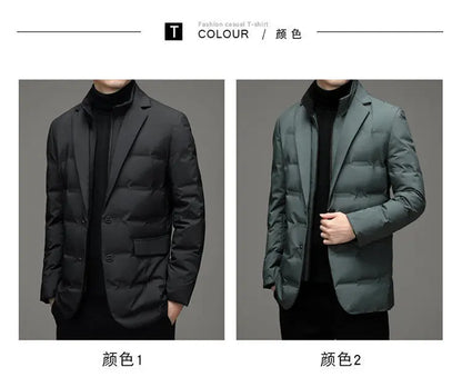 High Quality Men's Handsome down Jacket with Scarf Collar M-6XL Big Plus Size for Middle-Aged Dad Fashionable Outerwear