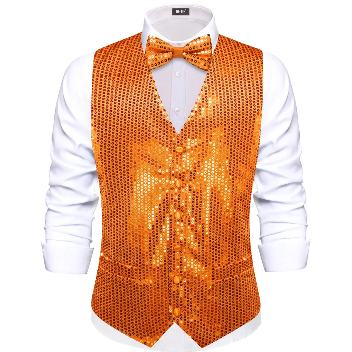 Men's Sequin Suit Vest with Bow Tie Set for Weddings and Formal Events