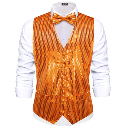 Men's Sequin Suit Vest with Bow Tie Set for Weddings and Formal Events