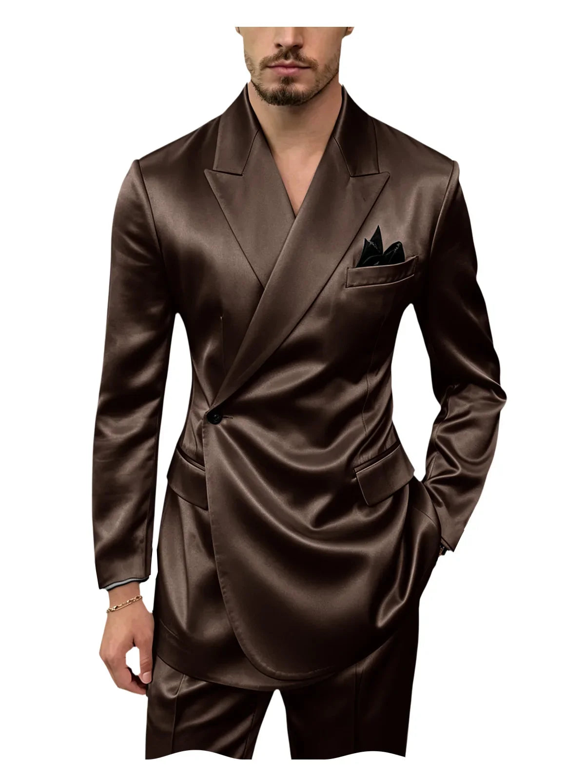 Men's Satin 2-Piece Slim Fit Suit for Wedding, Prom, and Formal Occasions