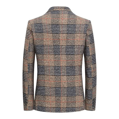 Classic Men's Suit Jacket England Plaid Blazers High Quality Business Causal Suit For Men Clothing Conjuntos De Blazer