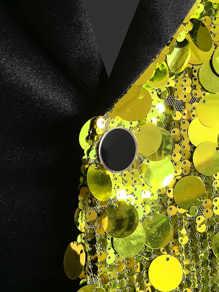 Men's Personality Shiny Sequins Suit Jackets Male Bar Nightclub Singer Tour Concert Stage Shiny Blazers Tuxedo Party Costume
