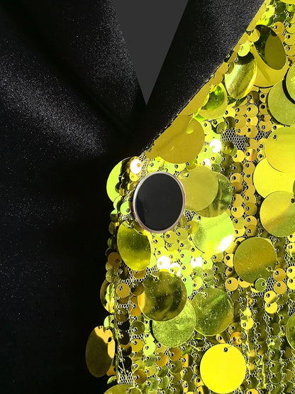 Men's Personality Shiny Sequins Suit Jackets Male Bar Nightclub Singer Tour Concert Stage Shiny Blazers Tuxedo Party Costume