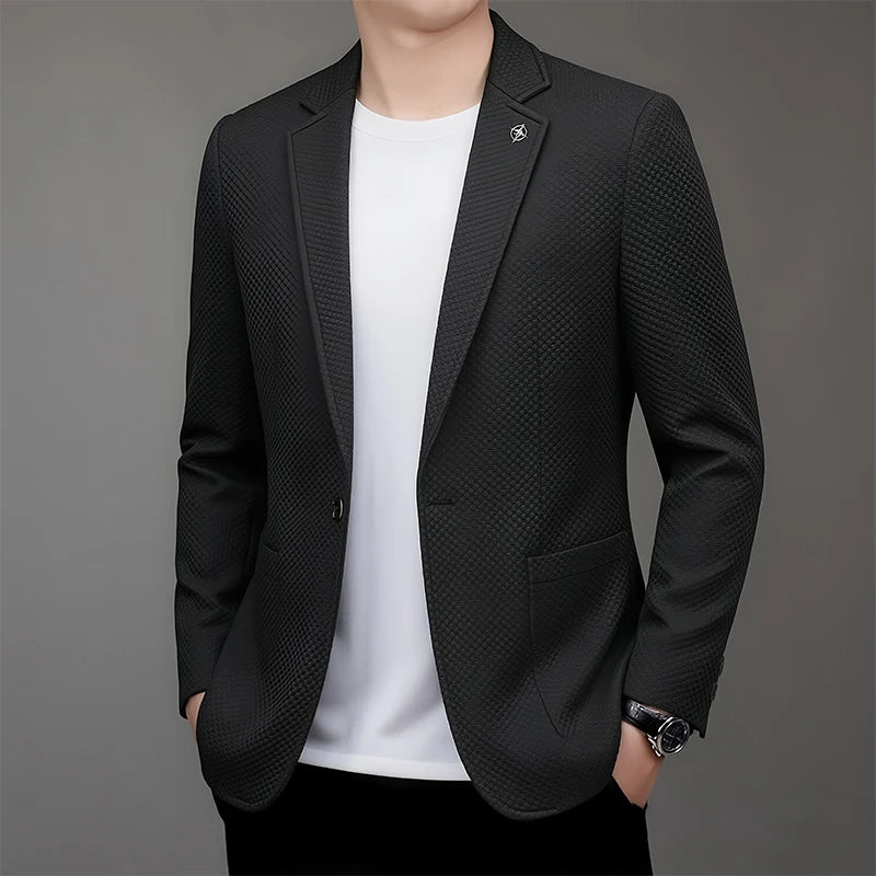 Men's Slim Fit Plaid Blazer for Weddings, Business & Casual Wear – Single Breasted